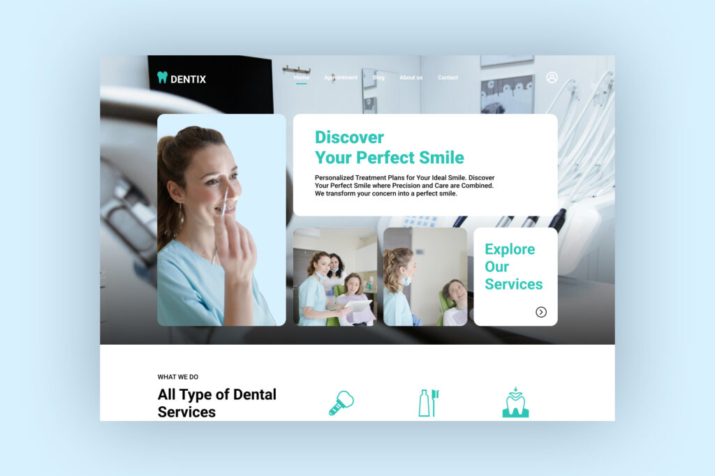 Dental clinic hero section web design